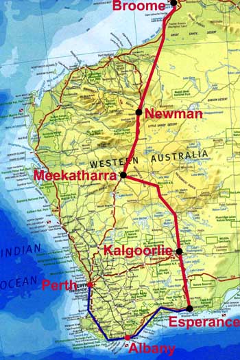The mining route of Western Australia