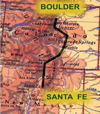 Route from Boulder to Santa Fe